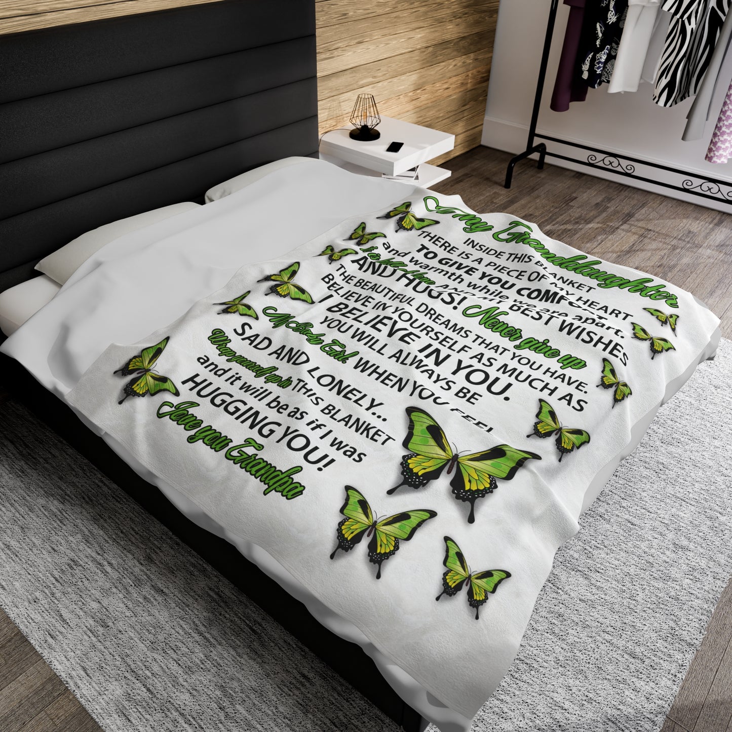 To My Granddaughter | Inside This Blanket | Velveteen Plush Blanket 80"x60"