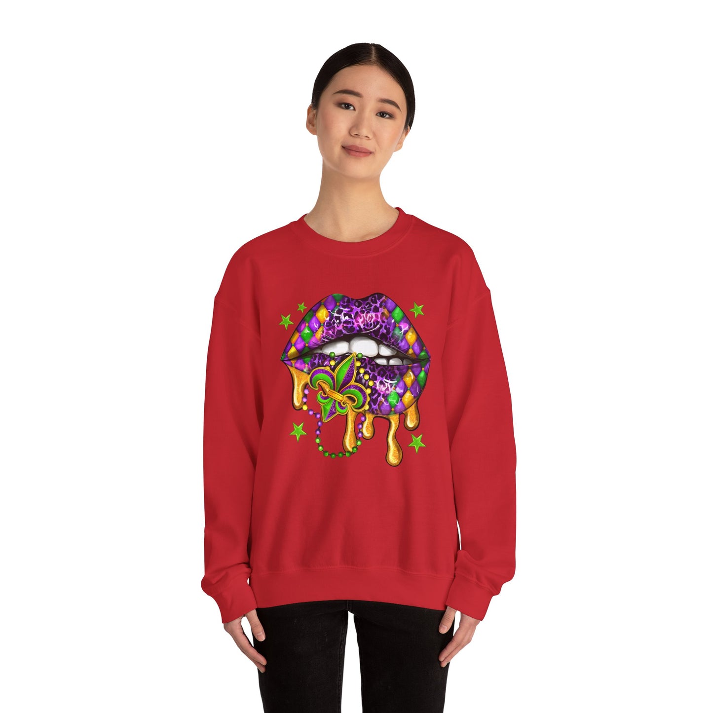 Mardi Gras | Lips | Unisex Heavy Blend™ Crewneck Sweatshirt