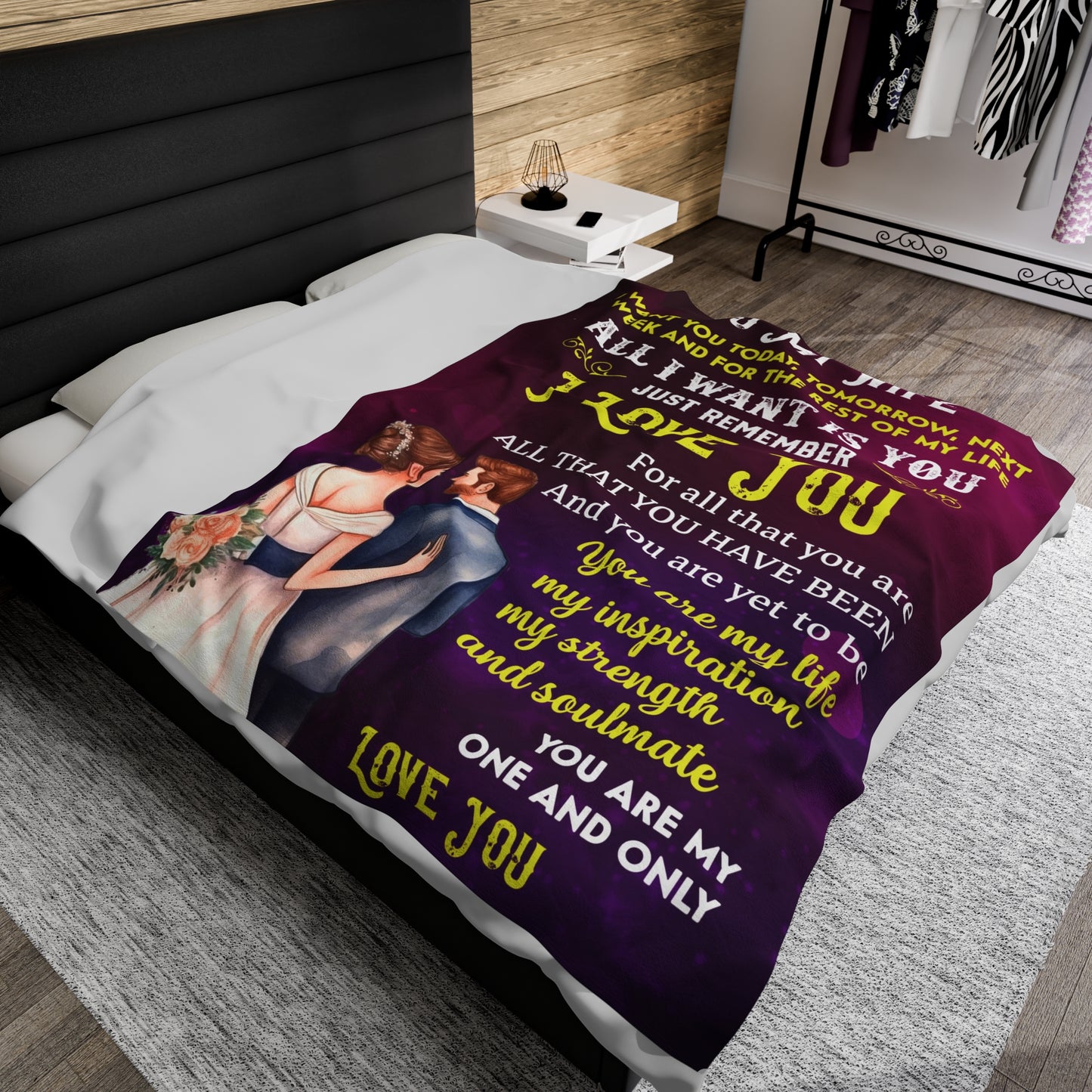 To My Wife | I Want You Today | Velveteen Plush Blanket 80"x60"