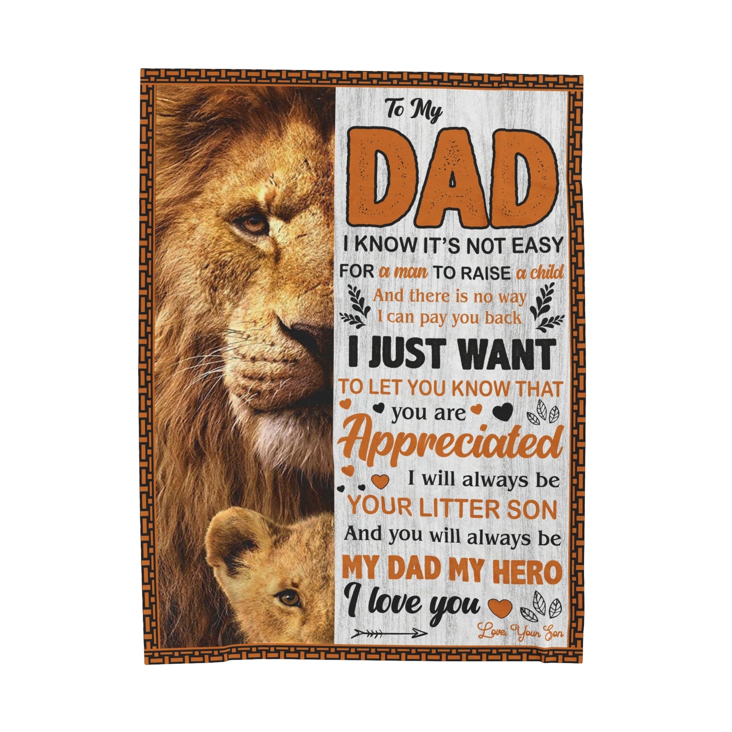 To My Dad | I Know It's Not Easy | Velveteen Plush Blanket 80"x60"