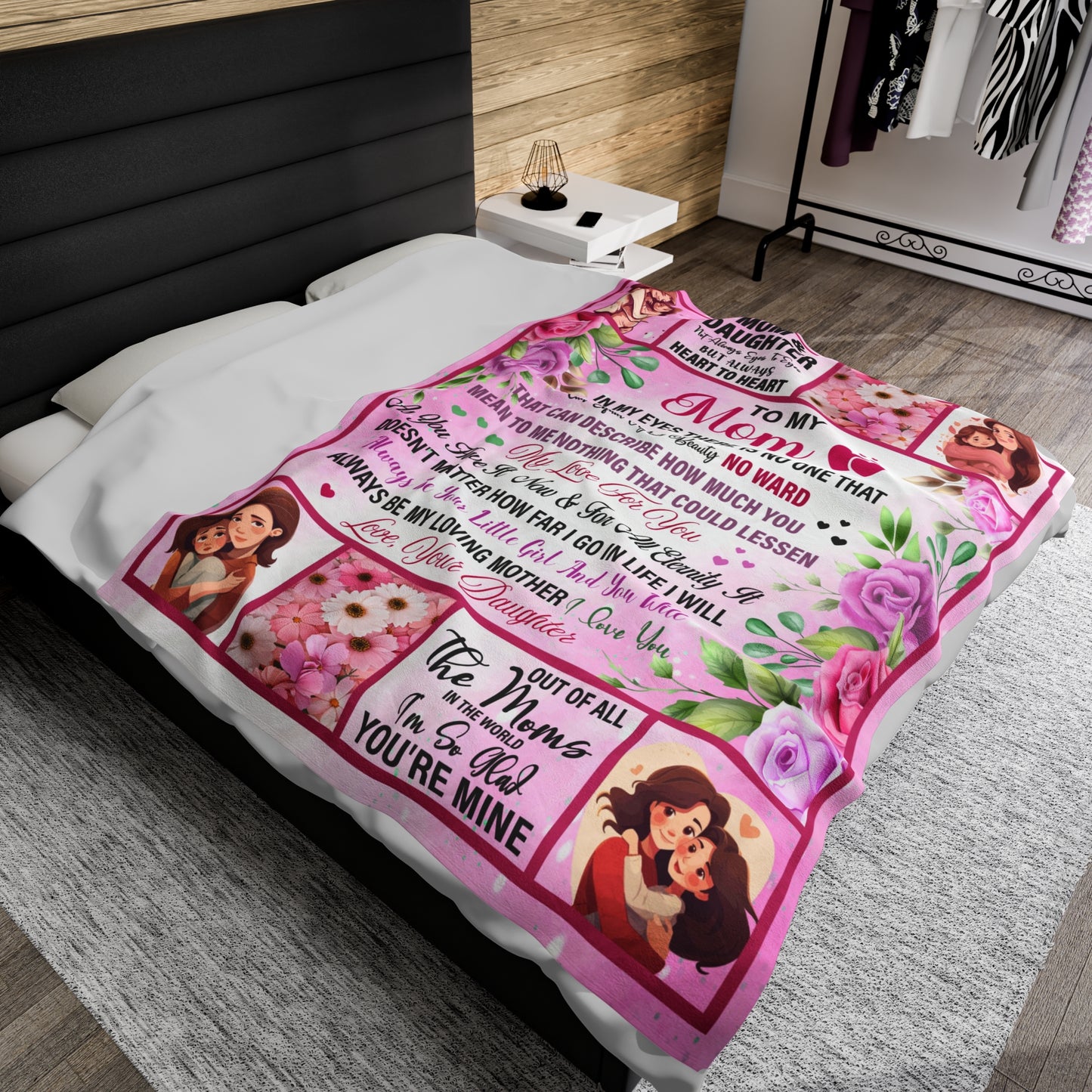 To My Mom  | In My Eyes | Velveteen Plush Blanket 80"x60"