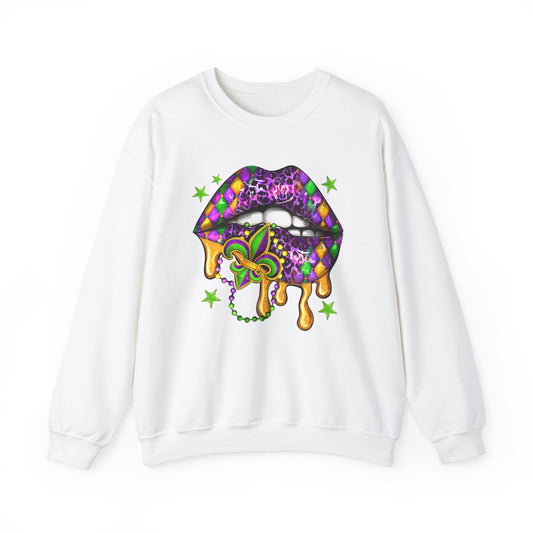 Mardi Gras | Lips | Unisex Heavy Blend™ Crewneck Sweatshirt