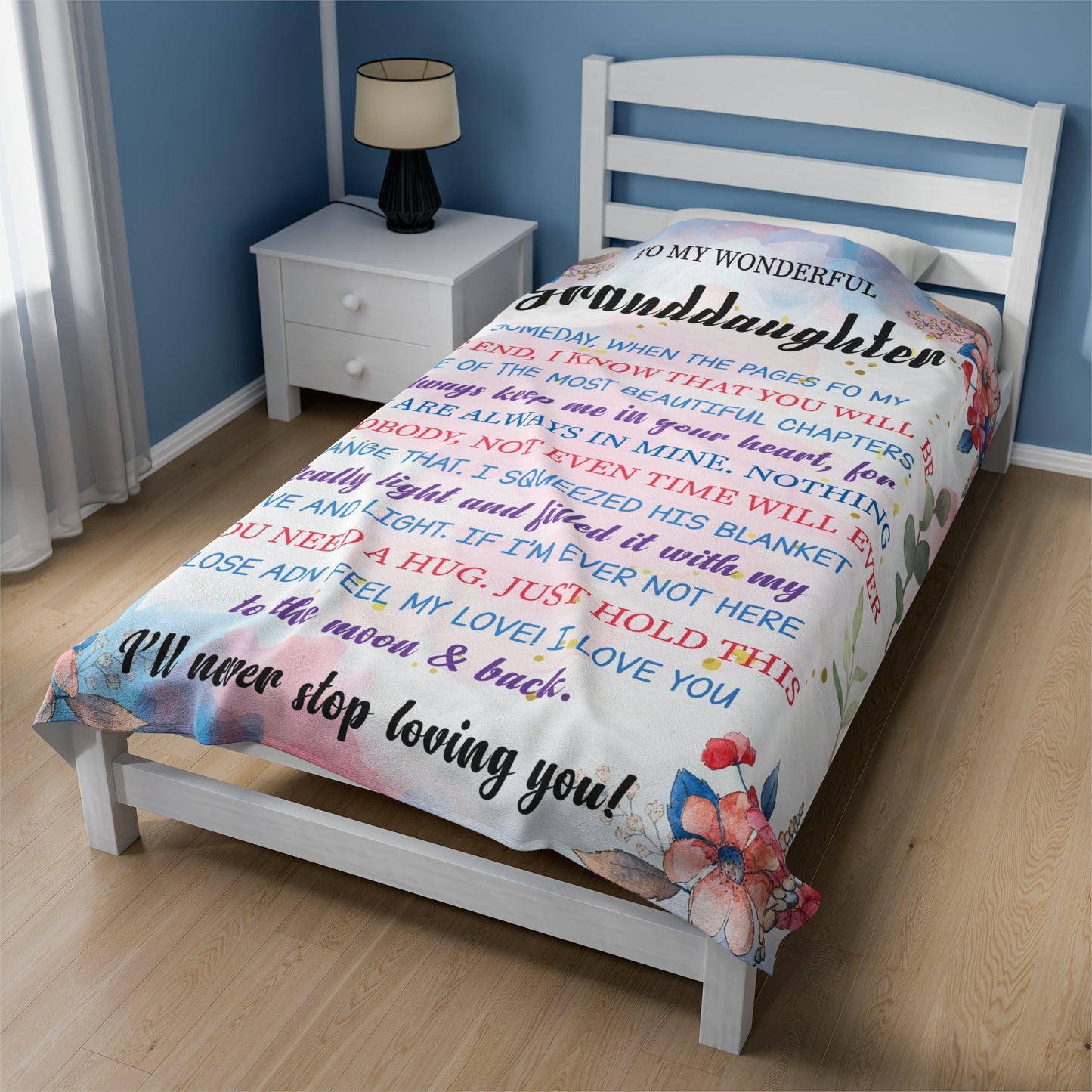 To My Granddaughter | Someday When The Pages | Velveteen Plush Blanket 80"x60"