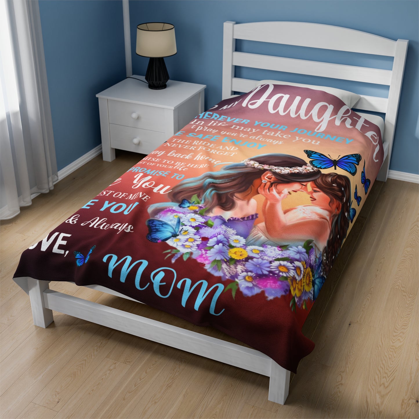 To My Daughter | Whenever You Journey | Velveteen Plush Blanket 80"x60"