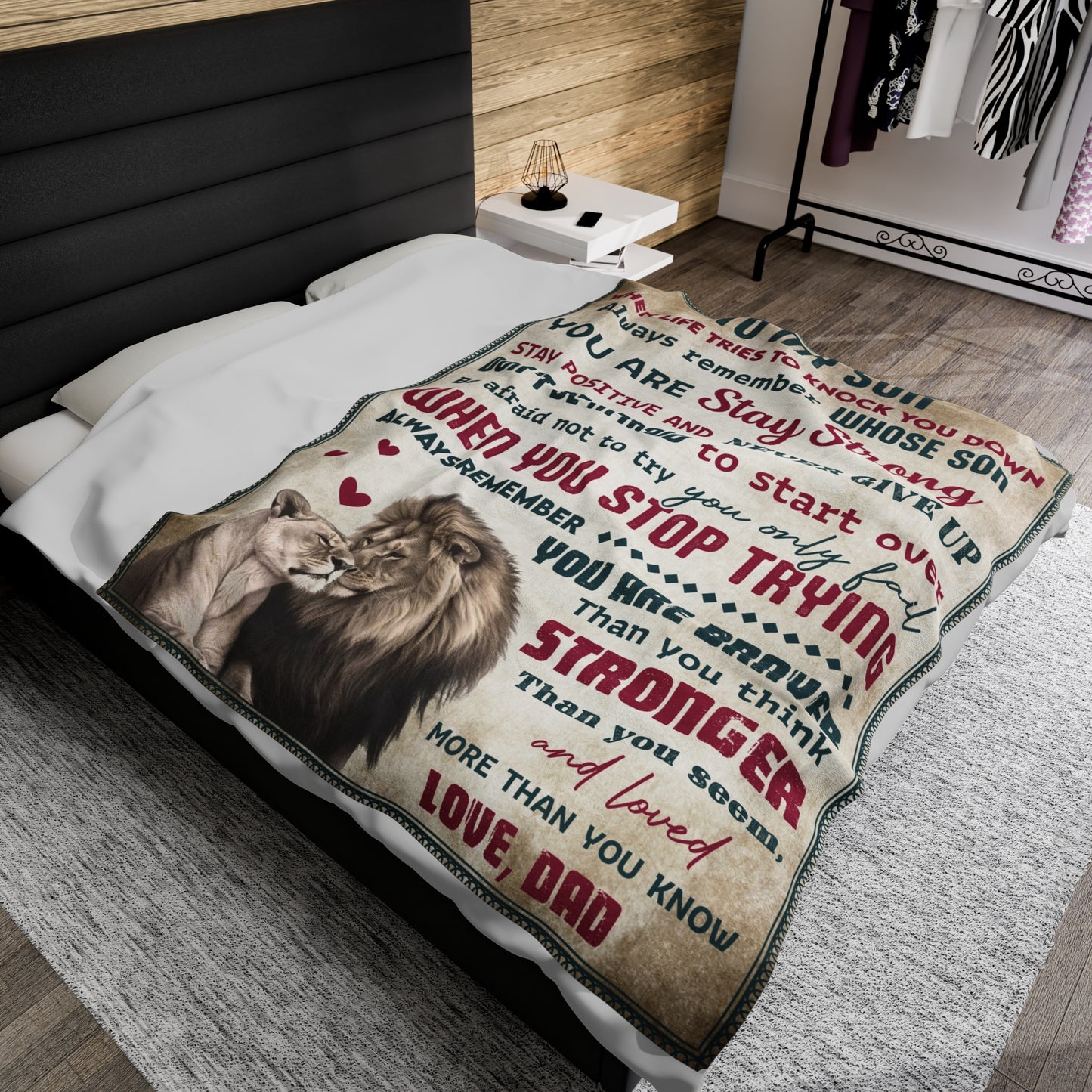 To My Son | When Life Tries | Velveteen Plush Blanket 80"x60"