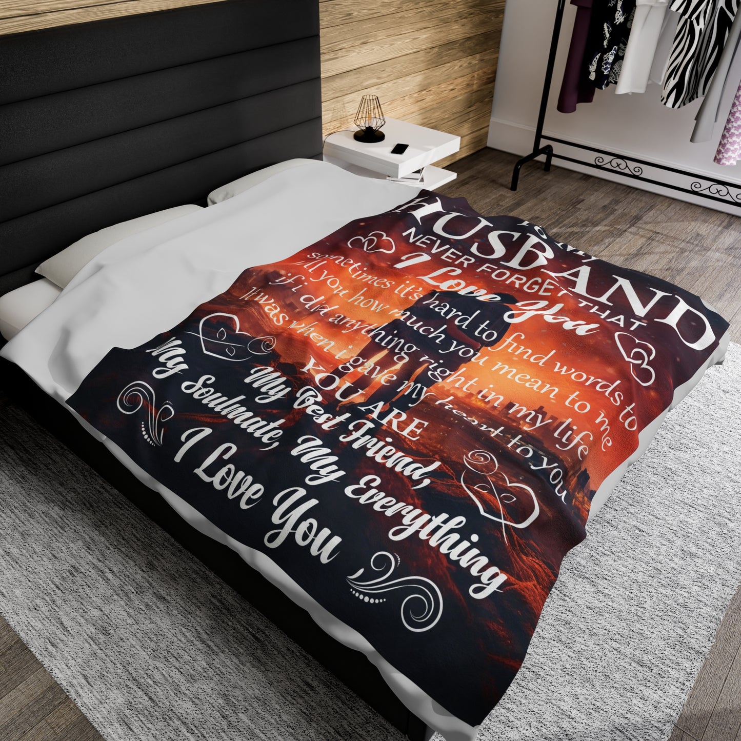 To My Husband | Never Forget That | Velveteen Plush Blanket 80"x60"