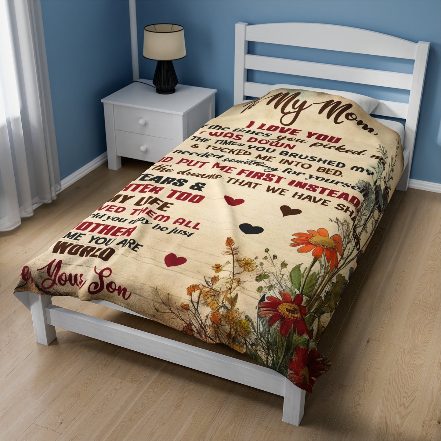 To My Mom  | For All Times  | Velveteen Plush Blanket 80"x60"