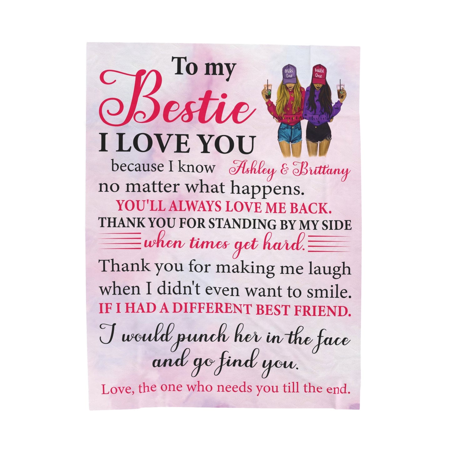 To My Bestfriend | I Love You | Velveteen Plush Blanket 80"x60"