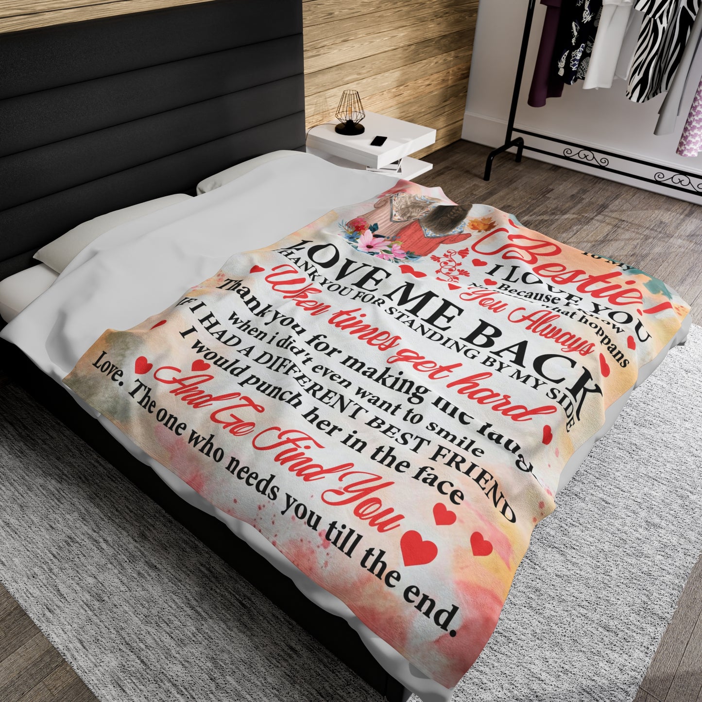 To My Bestfriend | Because I Know You | Velveteen Plush Blanket 80"x60"