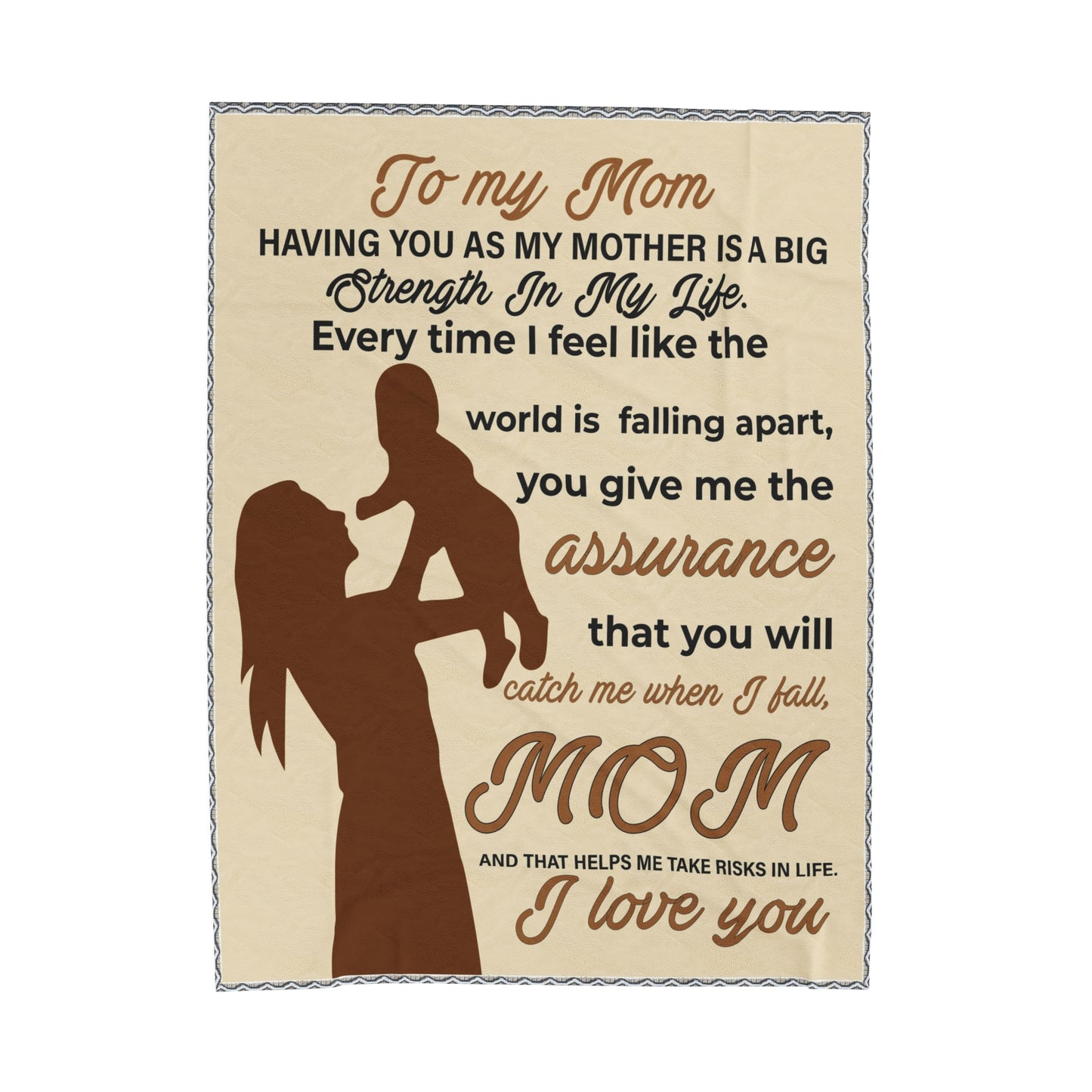 To My Mom  | Having You As My Mother | Velveteen Plush Blanket 80"x60"