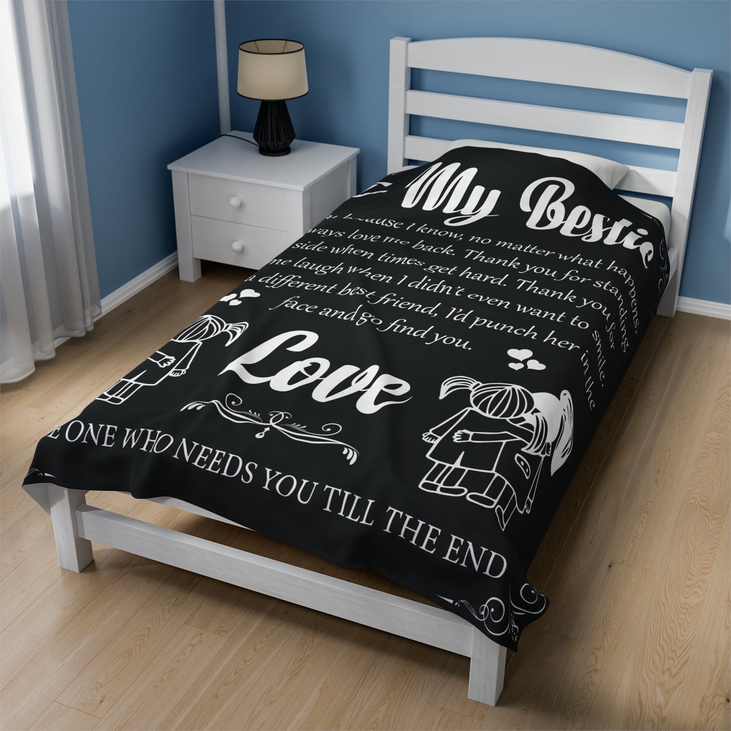 To My Bestfriend | I Love You Because  | Velveteen Plush Blanket 80"x60"