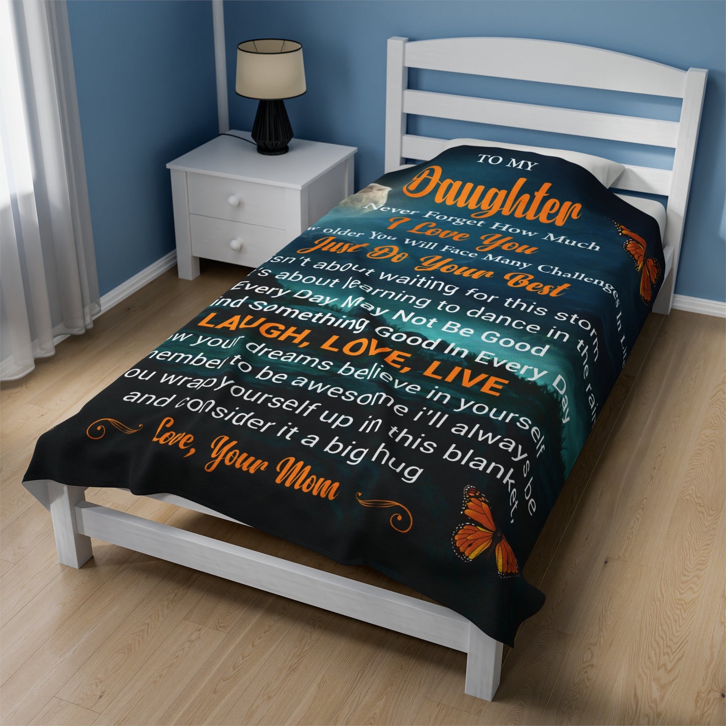 To My Daughter | Never Forget How Much | Velveteen Plush Blanket 80"x60"