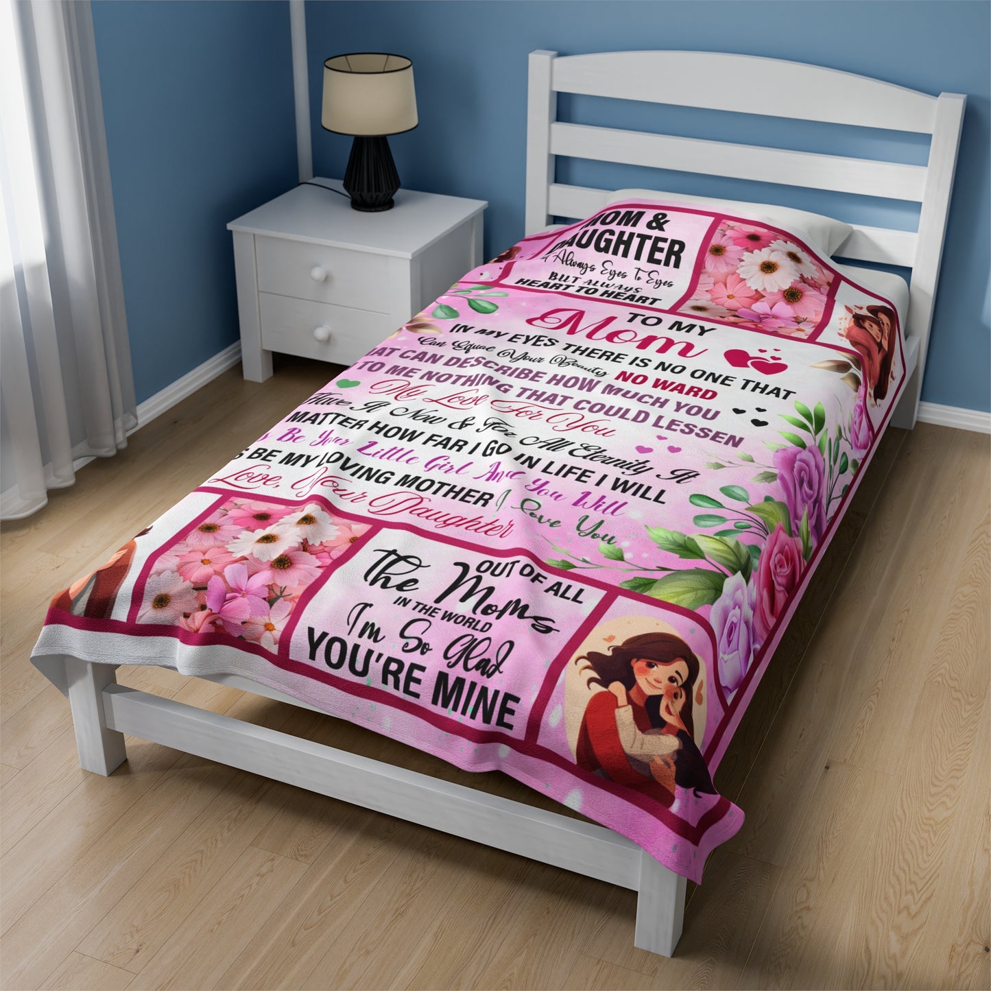 To My Mom  | In My Eyes | Velveteen Plush Blanket 80"x60"