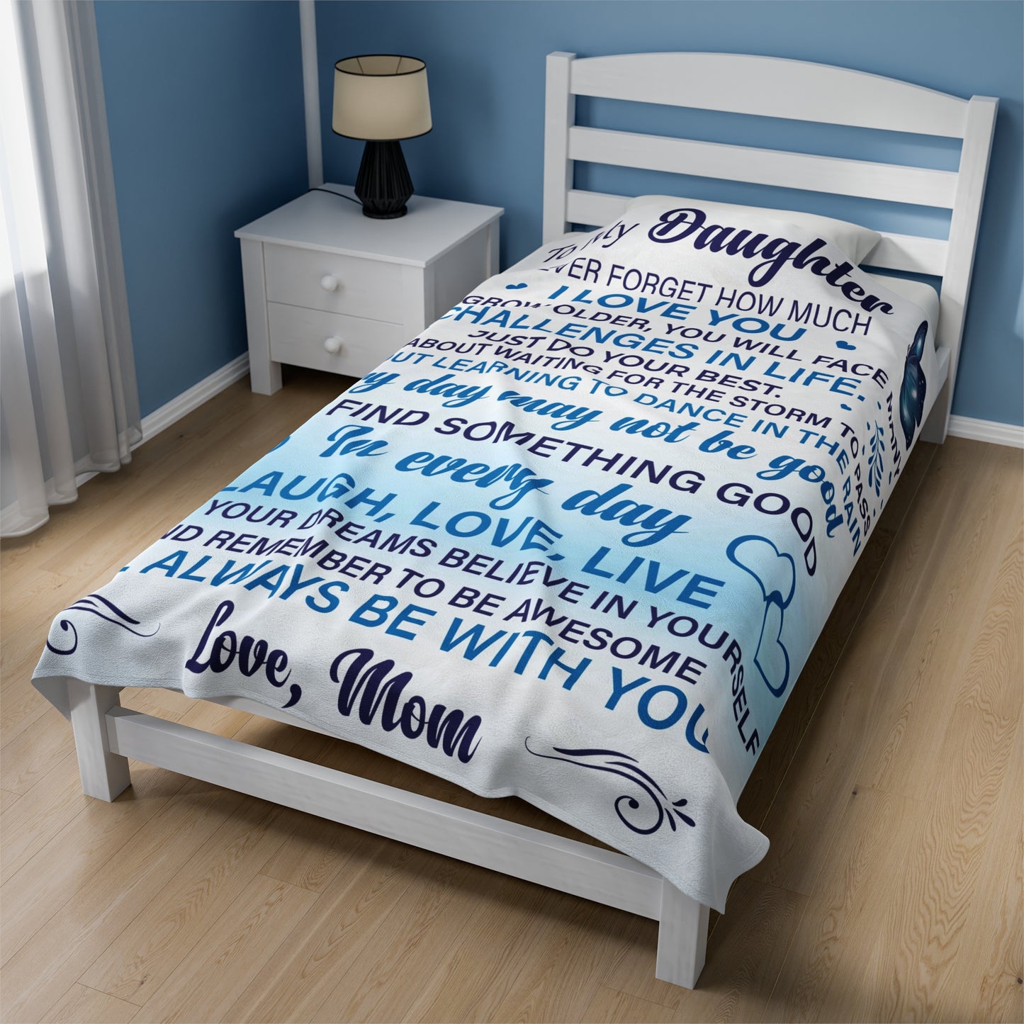 To My Daughter | Never Forget How Much | Velveteen Plush Blanket 80"x60"