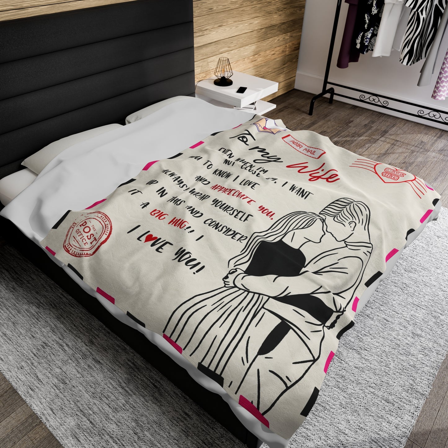 To My Wife | Even When I'm Not Close | Velveteen Plush Blanket 80"x60"