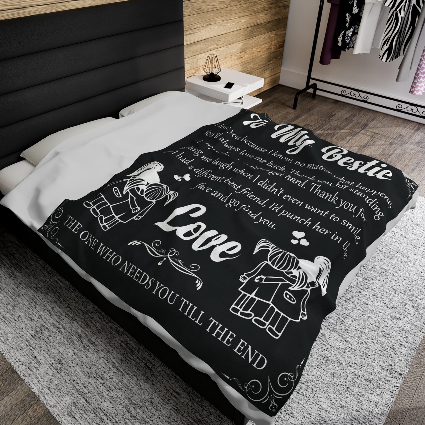 To My Bestfriend | I Love You Because  | Velveteen Plush Blanket 80"x60"