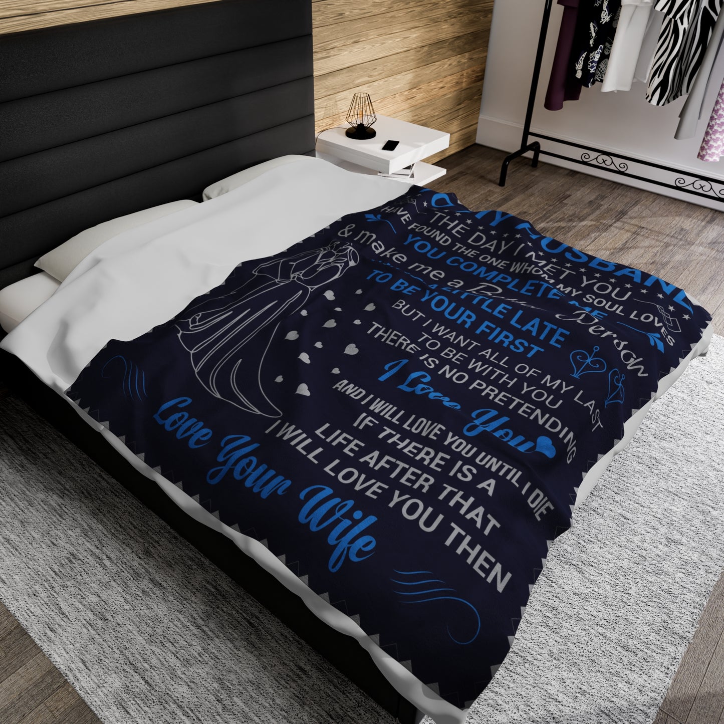 To My Husband | The Day Met You | Velveteen Plush Blanket 80"x60"