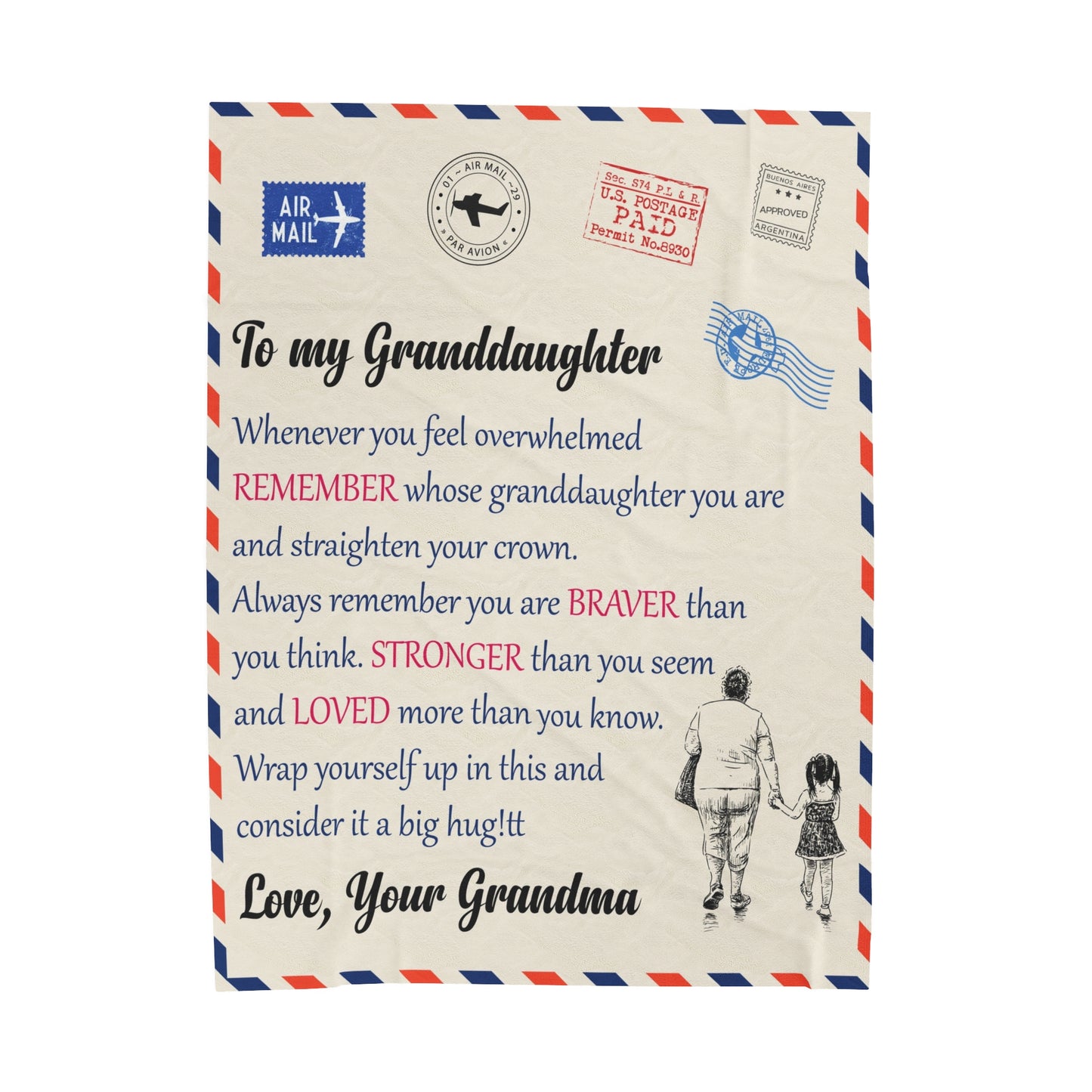 To My Granddaughter | Whenever You Fel Overwhelmed | Velveteen Plush Blanket 80"x60"