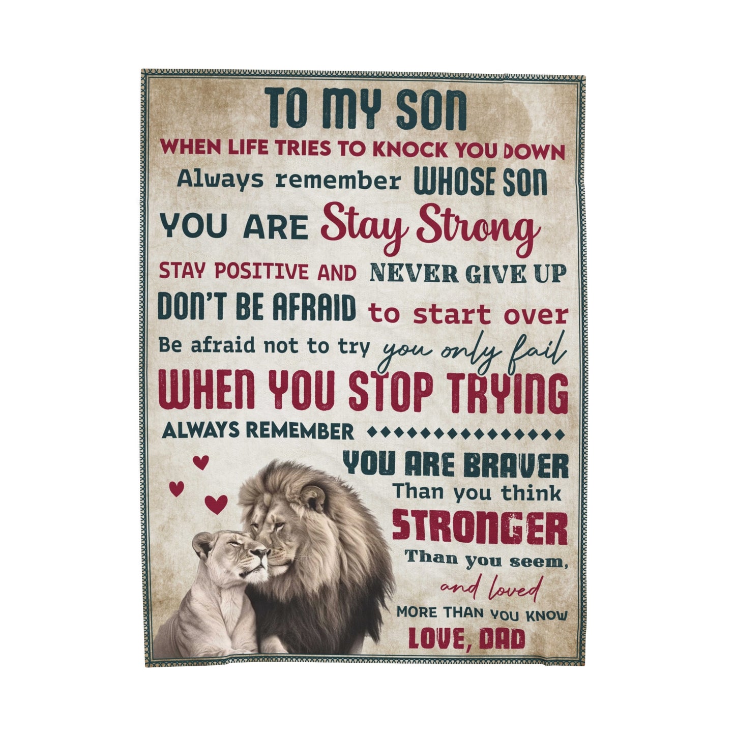 To My Son | When Life Tries | Velveteen Plush Blanket 80"x60"