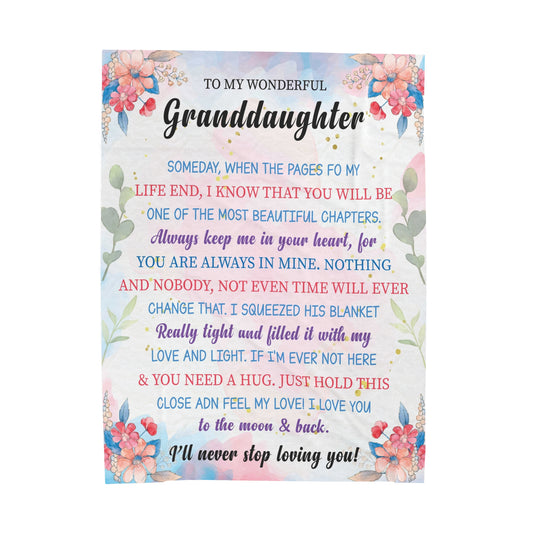 To My Granddaughter | Someday When The Pages | Velveteen Plush Blanket 80"x60"