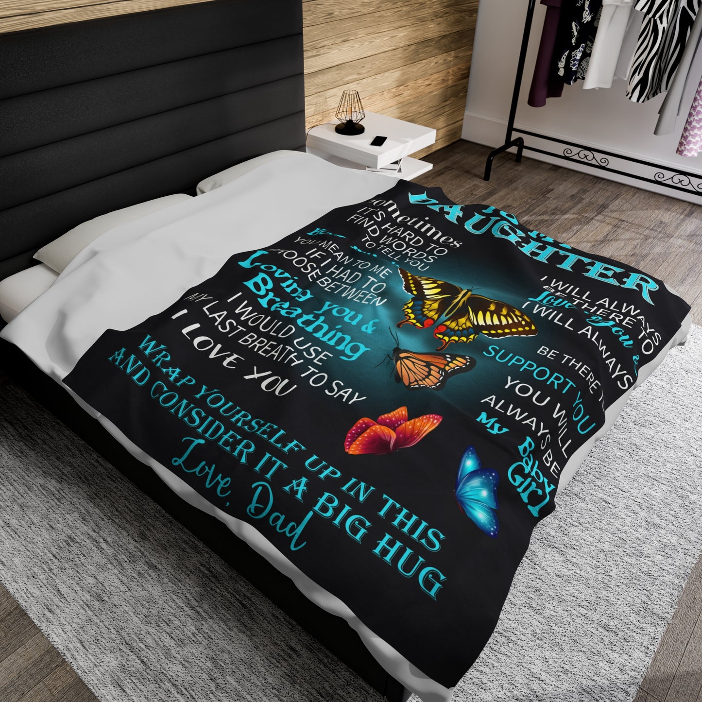 To My Daughter | Sometimes It's Hard | Velveteen Plush Blanket 80"x60"