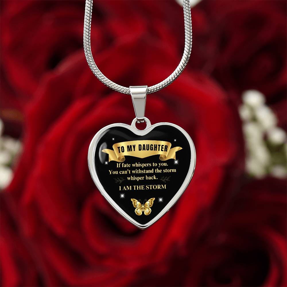 To My Daughter | If Fate Whispers You | Luxury Graphic Heart Necklace