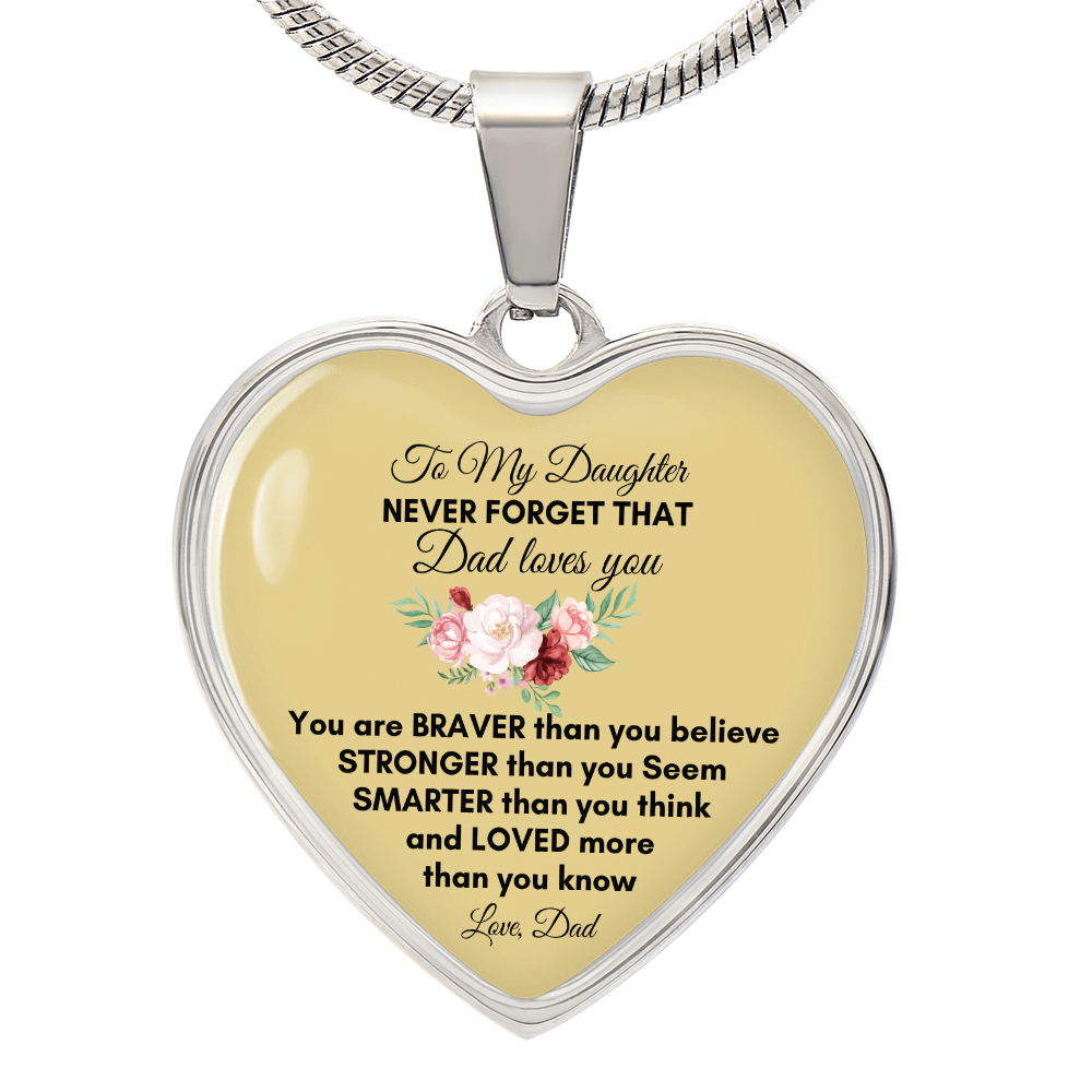 To My Daughter | You Are Braver | Luxury Graphic Heart Necklace