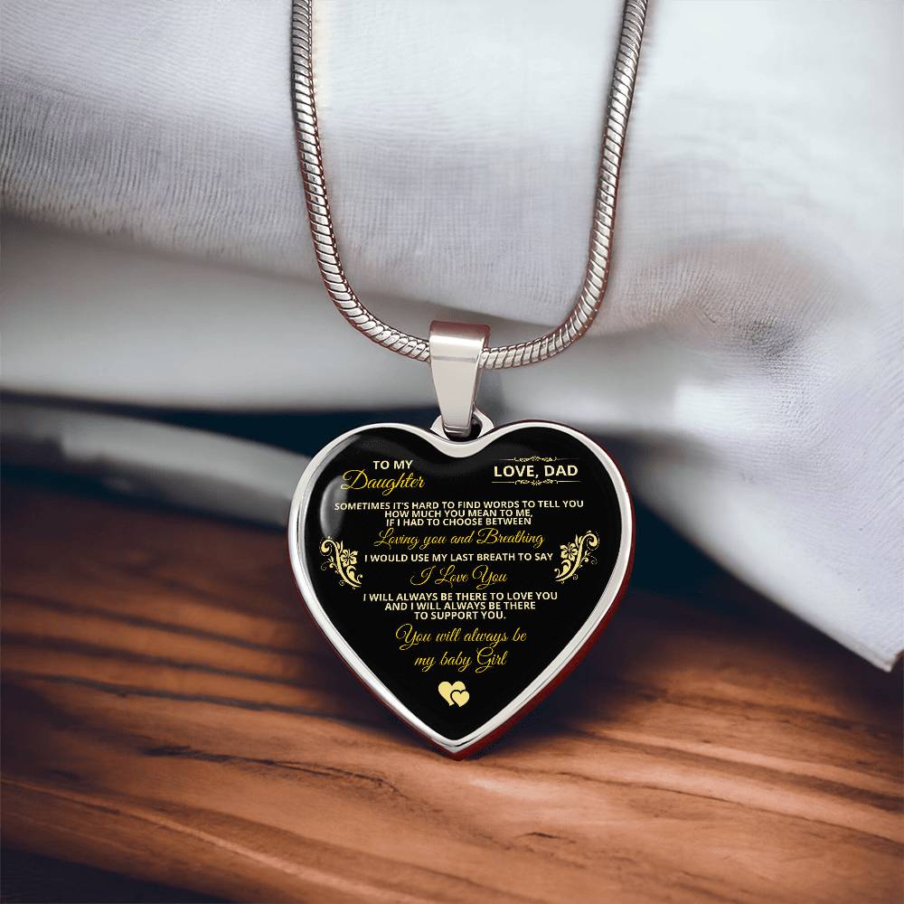 To My Daughter | Sometimes It's Hard To Find | Luxury Graphic Heart Necklace