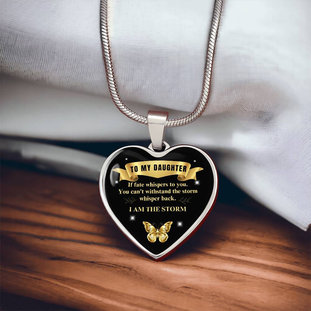 To My Daughter | If Fate Whispers You | Luxury Graphic Heart Necklace