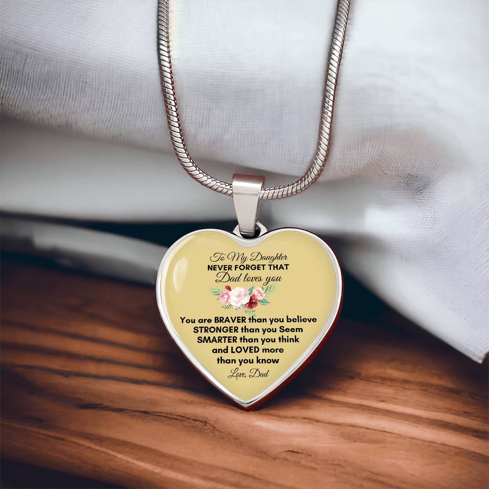 To My Daughter | You Are Braver | Luxury Graphic Heart Necklace