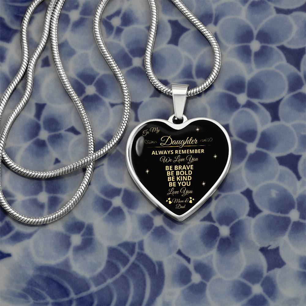To My Daughter | Always Remember We Love You | Luxury Graphic Heart Necklace