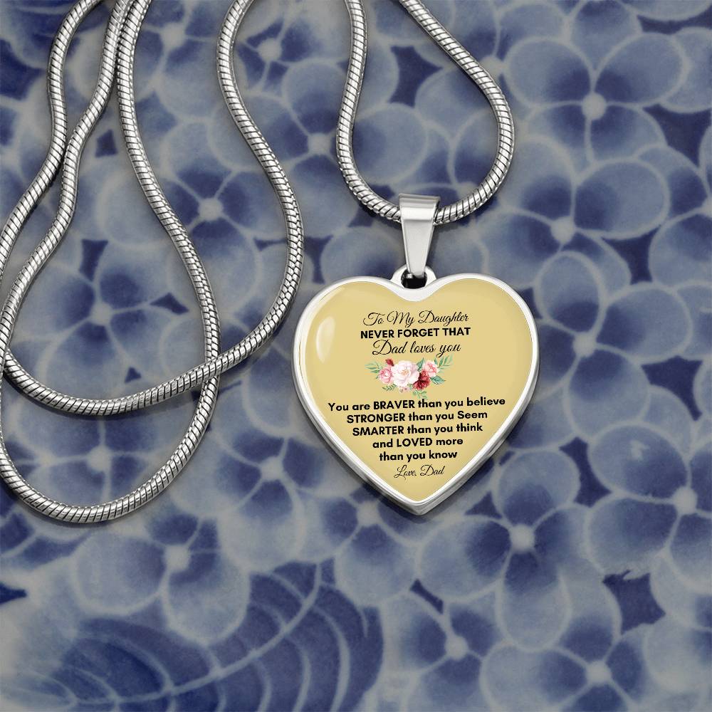 To My Daughter | You Are Braver | Luxury Graphic Heart Necklace