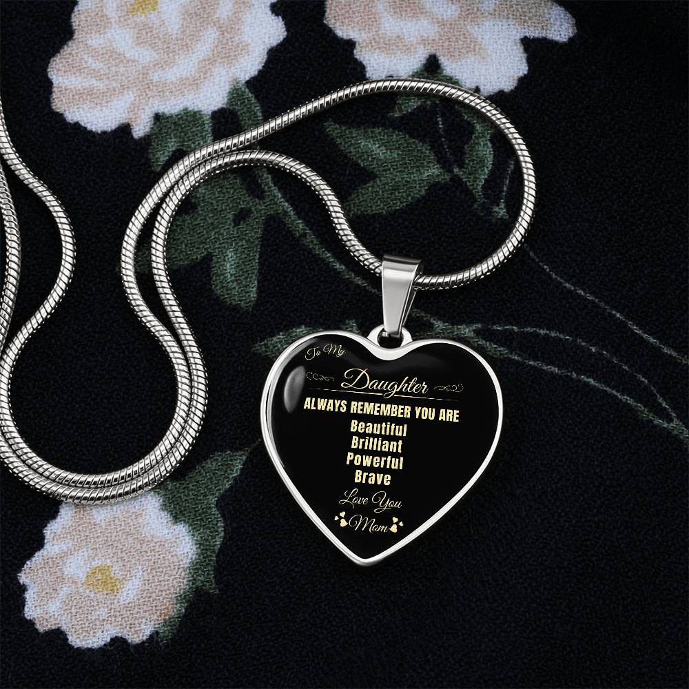 To My Daughter | Always Remember You Are | Luxury Graphic Heart Necklace