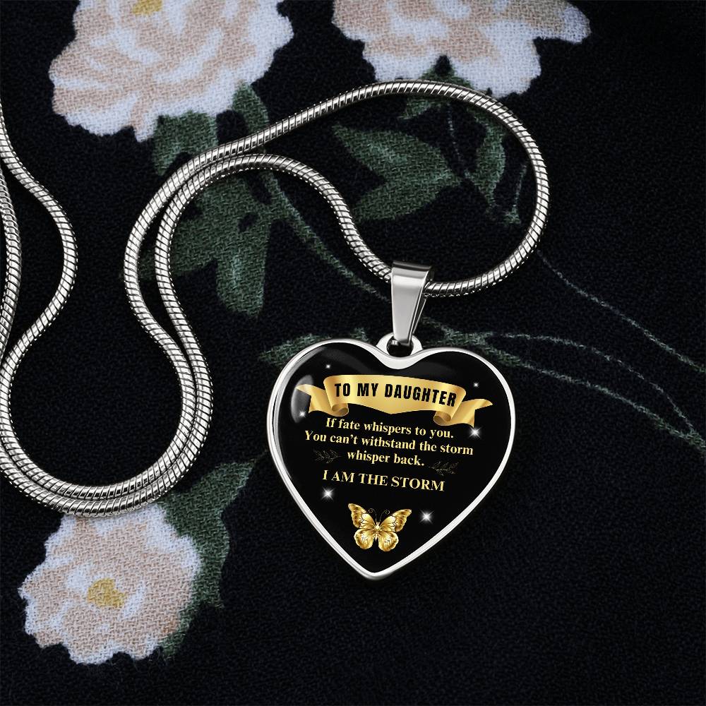To My Daughter | If Fate Whispers You | Luxury Graphic Heart Necklace