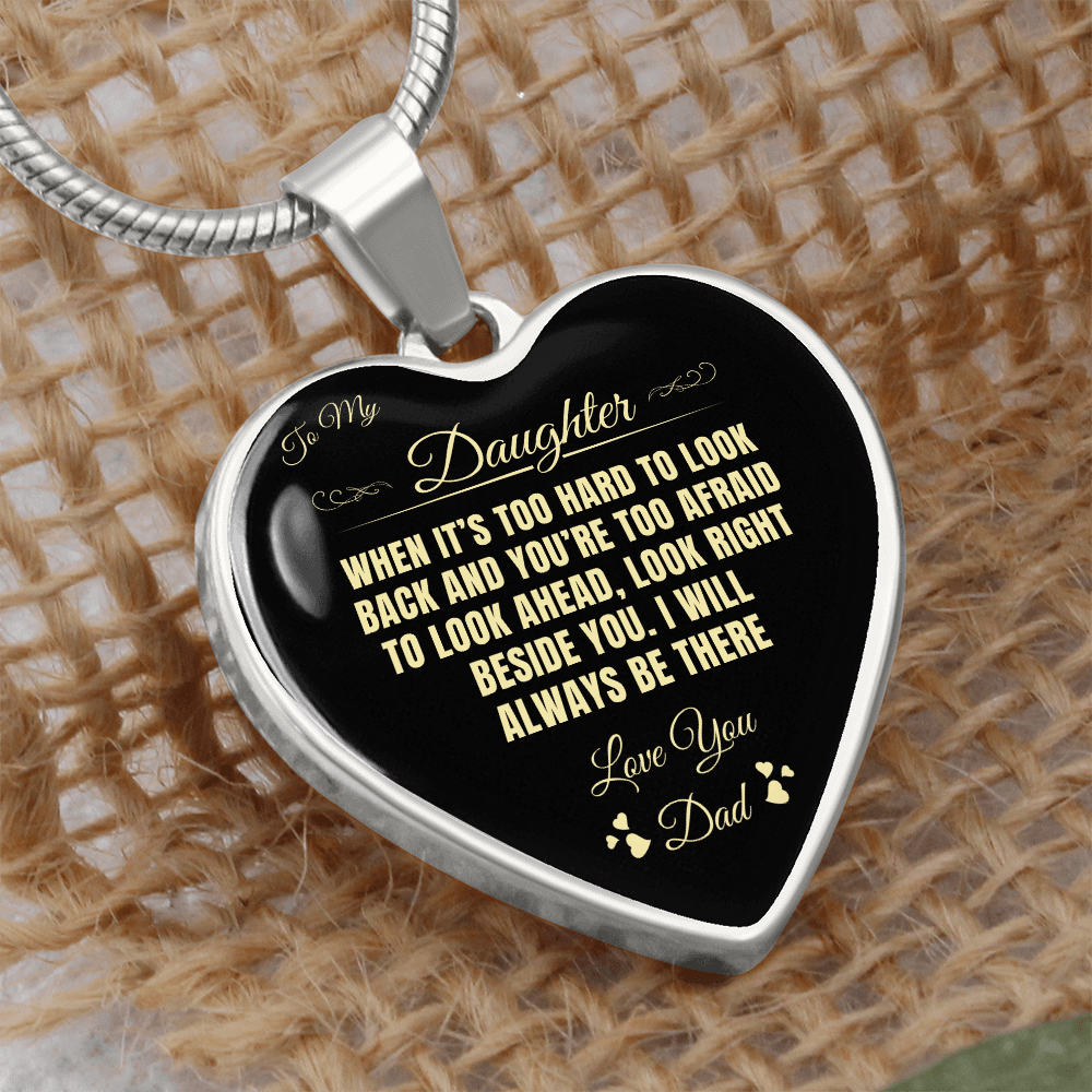 To My Daughter | When It's Too hard | Luxury Graphic Heart Necklace