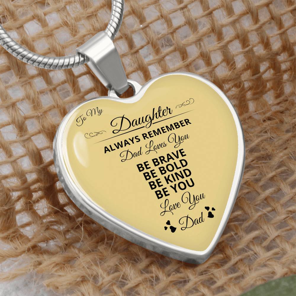 To My Daughter | Always Remember Dad Loves Youber | Luxury Graphic Heart Necklace