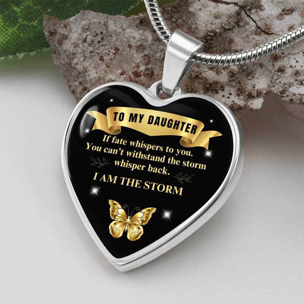 To My Daughter | If Fate Whispers You | Luxury Graphic Heart Necklace