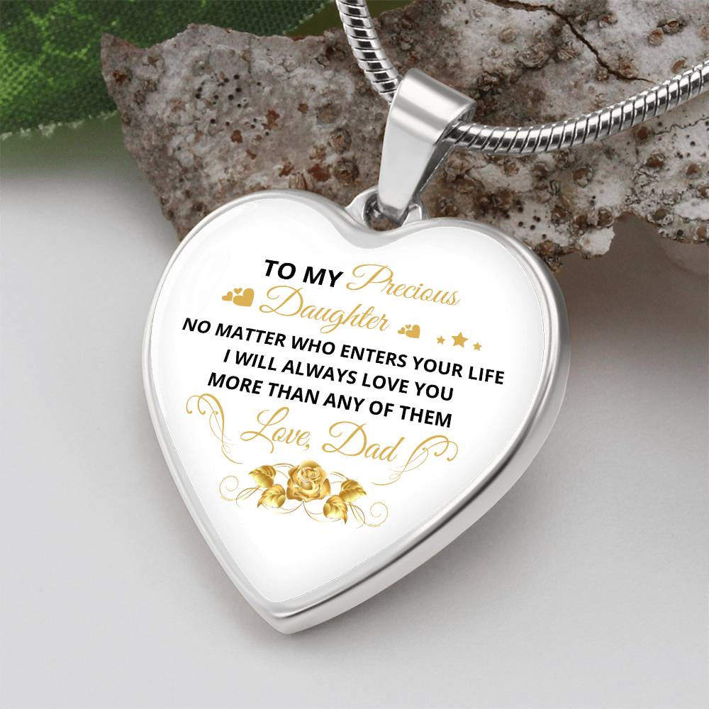 To My Daughter | No Matter Who Enters | Luxury Graphic Heart Necklace