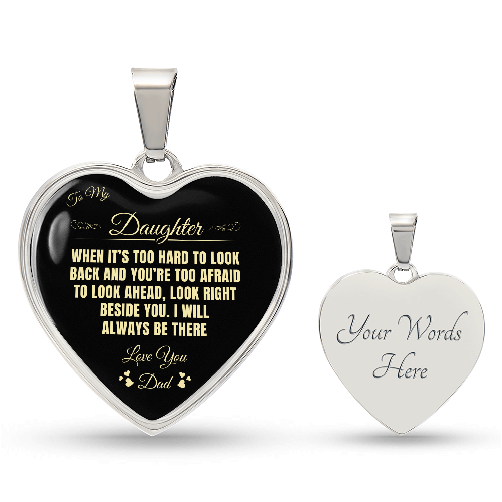 To My Daughter | When It's Too hard | Luxury Graphic Heart Necklace