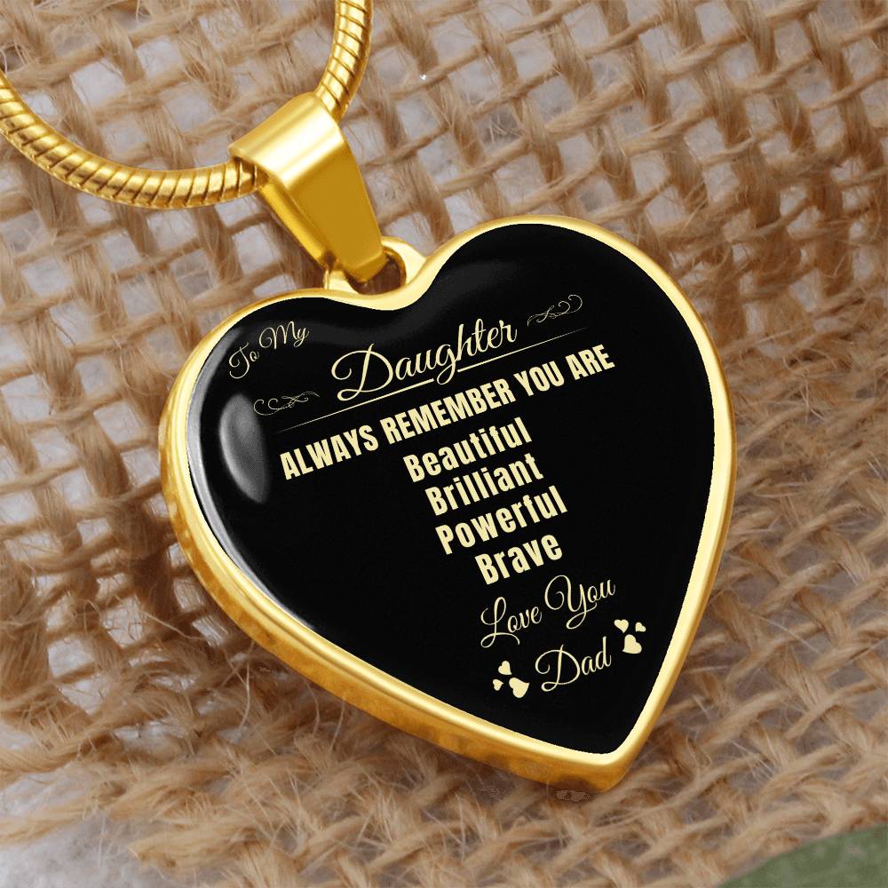 To My Daughter | Always Remember You Are | Luxury Graphic Heart Necklace