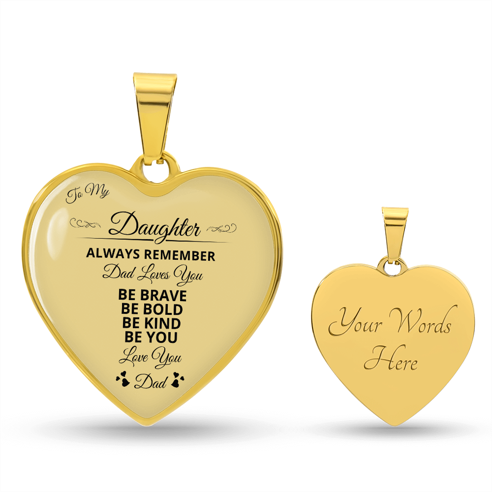 To My Daughter | Always Remember Dad Loves Youber | Luxury Graphic Heart Necklace