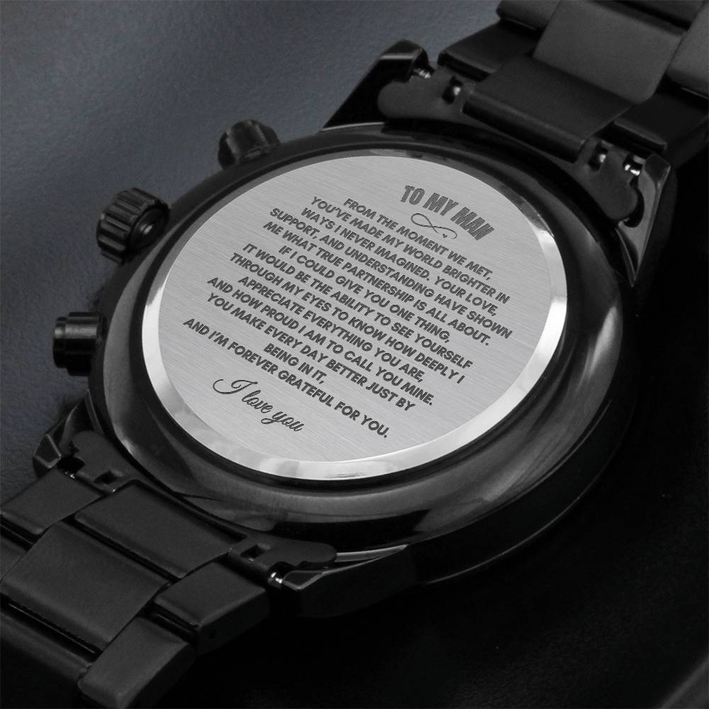 To My Husband | From The Moment We Met | Black Chronograph Watch