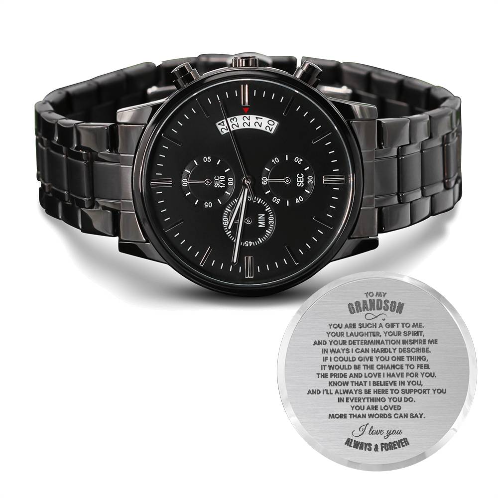 To My Grandson | You Are Such A Gift | Black Chronograph Watch
