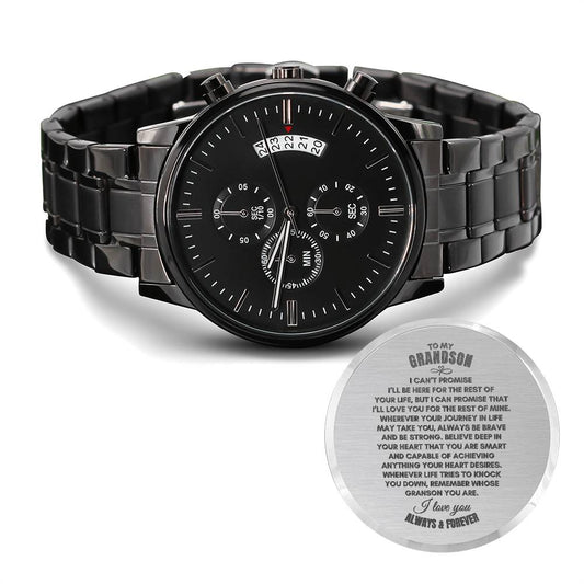 To My Grandson | I Can't Promise | Black Chronograph Watch