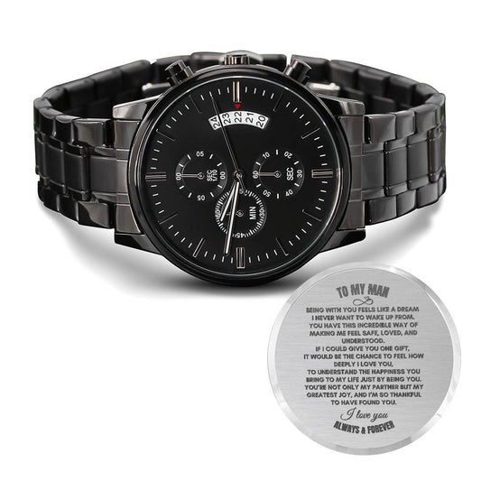 To My Husband | Being With You | Black Chronograph Watch