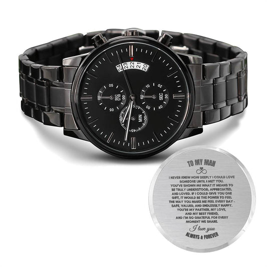 To My Husband | I never Knew | Black Chronograph Watch