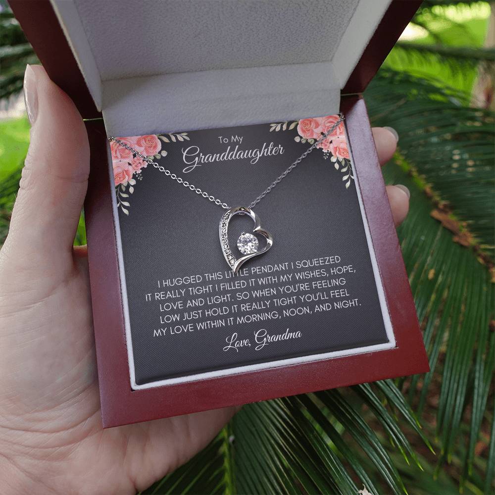 To My Grand Daughter | I Hugged This Little Pendant I Squeezed It Really Tight | Forever Love Necklace