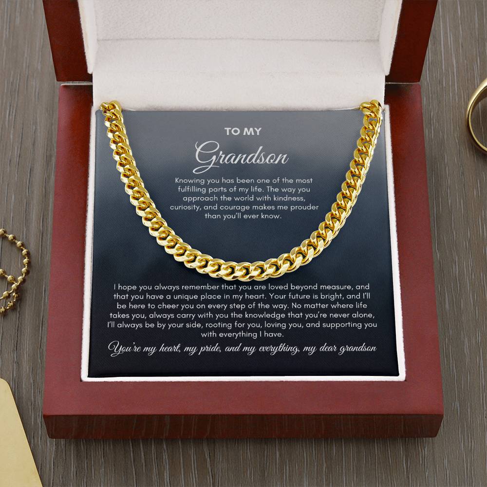To My Grandson | Knowing You Has Been One Of The Most Fulfilling | Cuban Link Chain