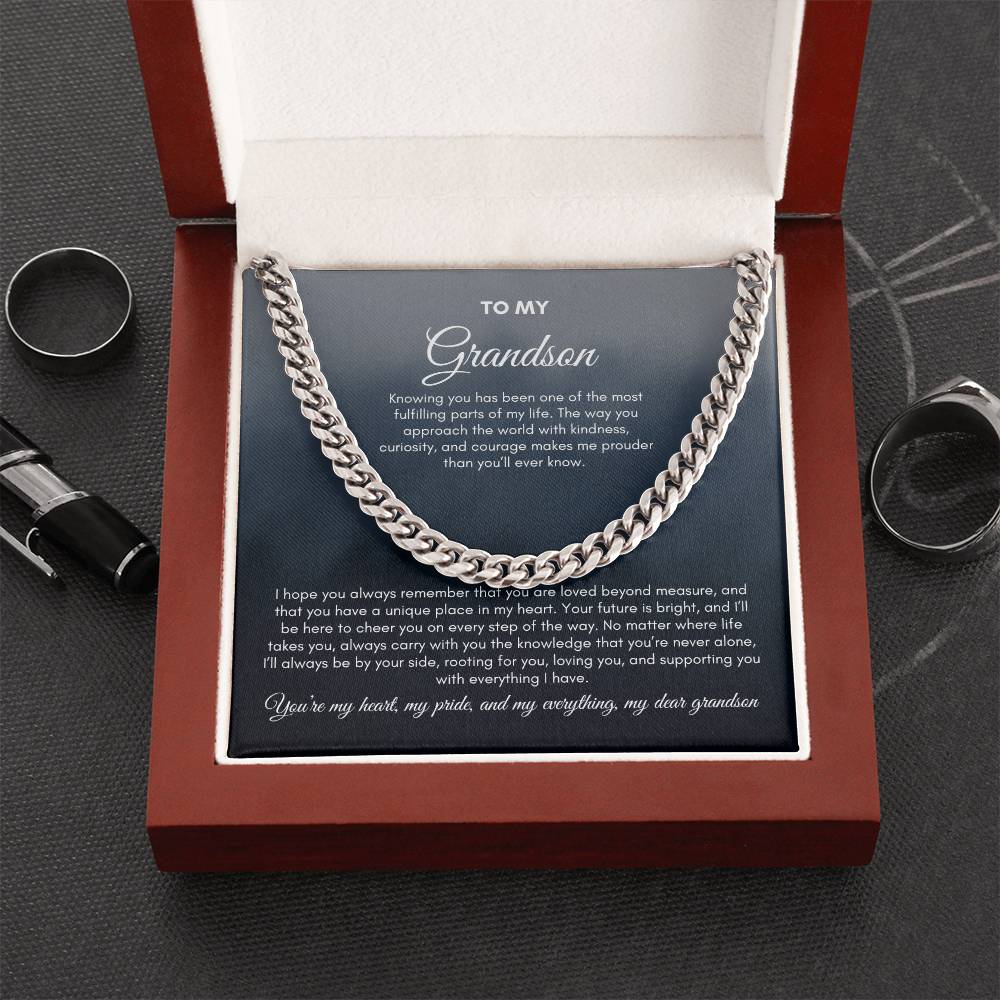 To My Grandson | Knowing You Has Been One Of The Most Fulfilling | Cuban Link Chain
