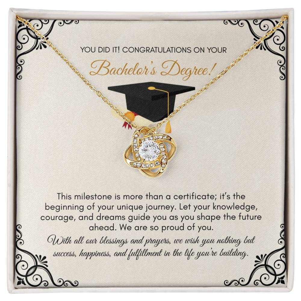 Graduation | You Did It ! Congratulations On Your Bachelors Degree | Love Knot Necklace